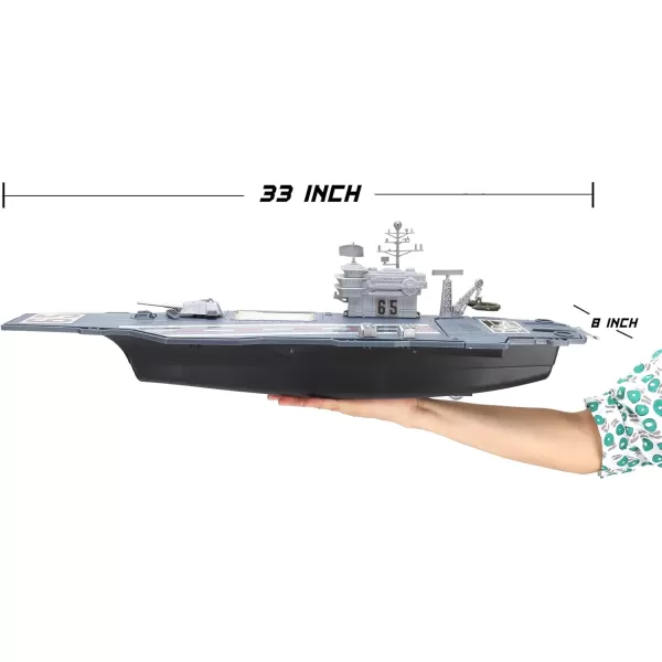 image33Inch Aircraft Carrier Mega Playset  Ultimate Military Battle Set for Boys with Realistic Battleship Fighter Jets Toy Soldier Figures Military Vehicles for Kids Imaginary Pretend Play