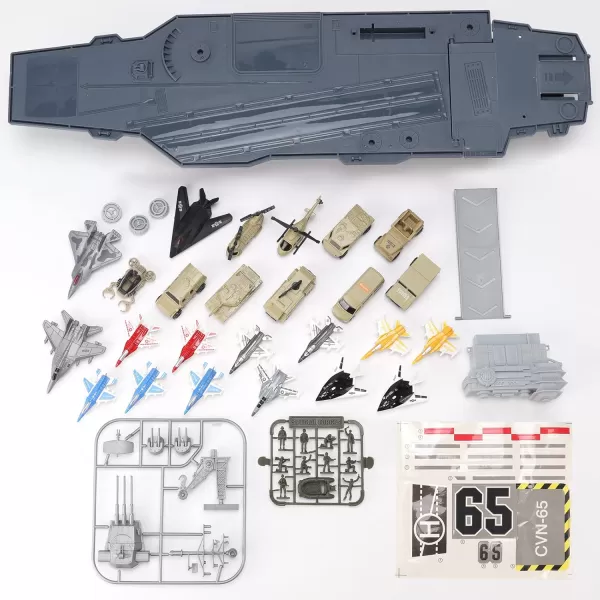 image33Inch Aircraft Carrier Mega Playset  Ultimate Military Battle Set for Boys with Realistic Battleship Fighter Jets Toy Soldier Figures Military Vehicles for Kids Imaginary Pretend Play