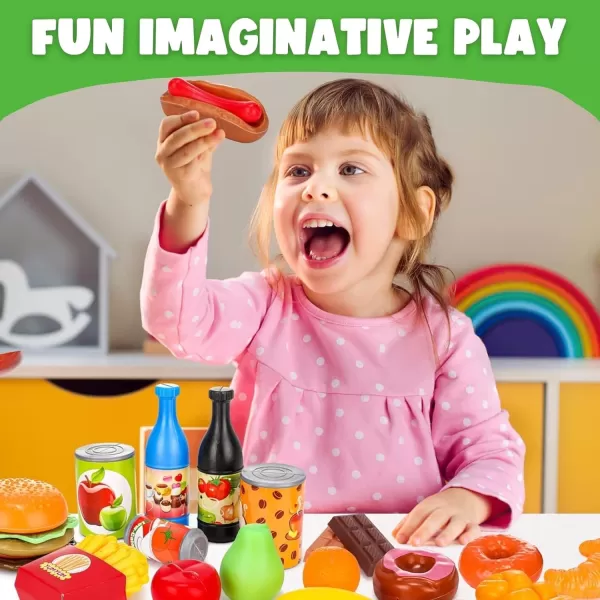 image50 PCS Kids Deluxe Pretend Play Food Set with Kitchen Tools Breakfast Fast Food Ice Cream ampamp Desserts  Fun ampamp Interactive Gourmet Toy Assortment Playset for Imaginative Play120 Pieces