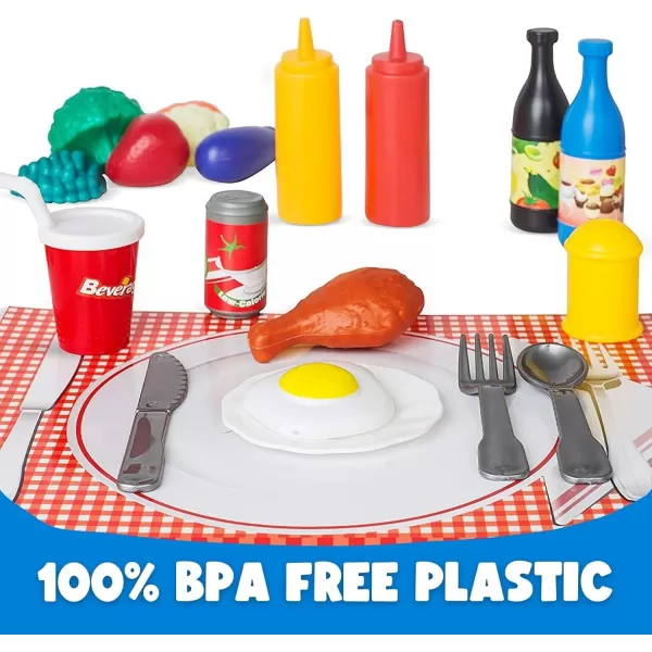 image50 PCS Kids Deluxe Pretend Play Food Set with Kitchen Tools Breakfast Fast Food Ice Cream ampamp Desserts  Fun ampamp Interactive Gourmet Toy Assortment Playset for Imaginative Play120 Pieces
