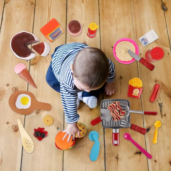 image50 PCS Kids Deluxe Pretend Play Food Set with Kitchen Tools Breakfast Fast Food Ice Cream ampamp Desserts  Fun ampamp Interactive Gourmet Toy Assortment Playset for Imaginative Play50 Pieces
