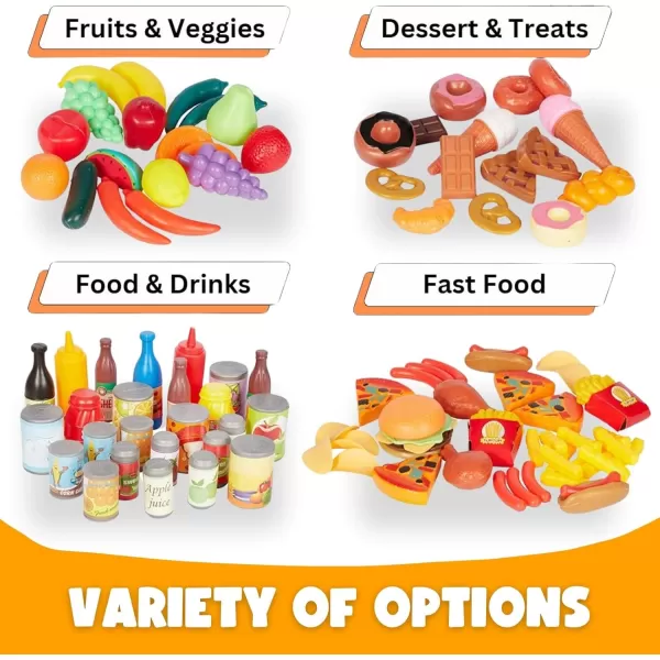 image50 PCS Kids Deluxe Pretend Play Food Set with Kitchen Tools Breakfast Fast Food Ice Cream ampamp Desserts  Fun ampamp Interactive Gourmet Toy Assortment Playset for Imaginative Play120 Pieces