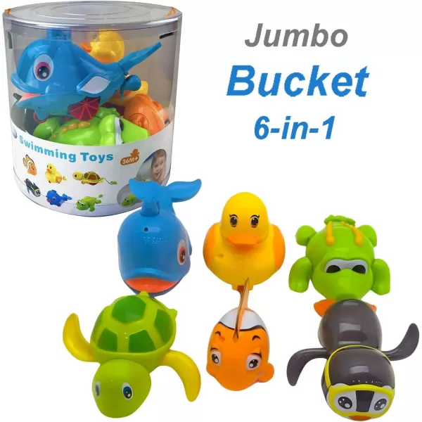 image6 PCS Swimming Wind Up Bath Toys  Sea Animals in The Bathtub Windup Motorized Kids Water Bathtime Fun