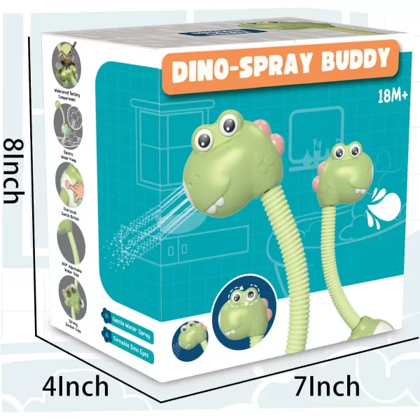 imageBaby Bath Toy Electric Dinosaur Shower Head Kids Water Spray Bathtub Toys Dino Sprinkler Head Sprayer with 3 Strong Suction Cups for Toddlers