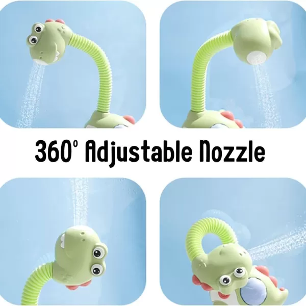 imageBaby Bath Toy Electric Dinosaur Shower Head Kids Water Spray Bathtub Toys Dino Sprinkler Head Sprayer with 3 Strong Suction Cups for Toddlers