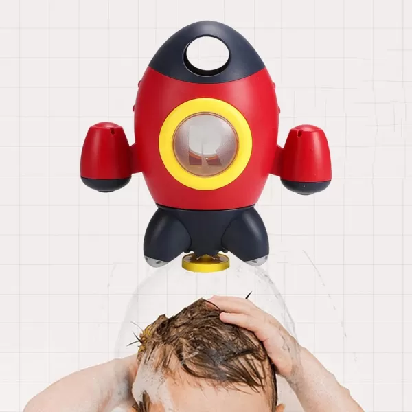 imageBaby Bath Toys Space Rocket Shape Bathtub Toys for Toddlers Spray Water Toys w Rotating Fountain Bathroom Shower Toys for Infants Aged 18 Months 2 3 4 5 Years Old Kids Girls Boys