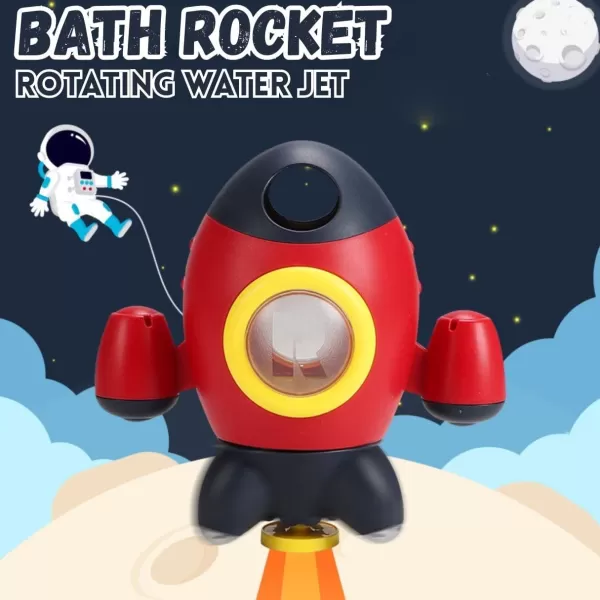imageBaby Bath Toys Space Rocket Shape Bathtub Toys for Toddlers Spray Water Toys w Rotating Fountain Bathroom Shower Toys for Infants Aged 18 Months 2 3 4 5 Years Old Kids Girls Boys