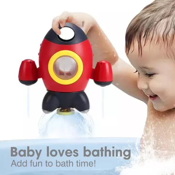 imageBaby Bath Toys Space Rocket Shape Bathtub Toys for Toddlers Spray Water Toys w Rotating Fountain Bathroom Shower Toys for Infants Aged 18 Months 2 3 4 5 Years Old Kids Girls Boys