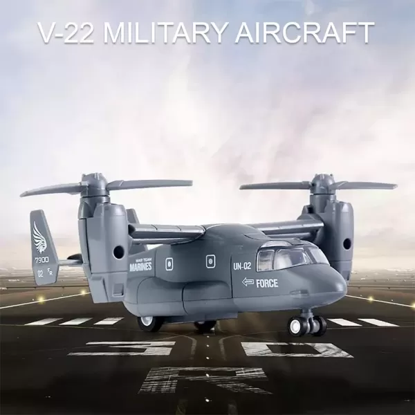 imageDiecast Metal Military Transport Helicopter V22 Osprey  1400 Scale Alloy Model Plane Transporter Aircraft with Pullback Action Lights and Sound