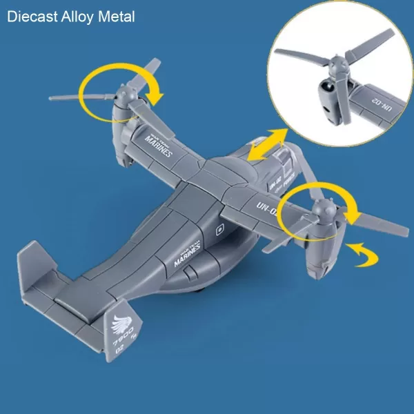 imageDiecast Metal Military Transport Helicopter V22 Osprey  1400 Scale Alloy Model Plane Transporter Aircraft with Pullback Action Lights and Sound