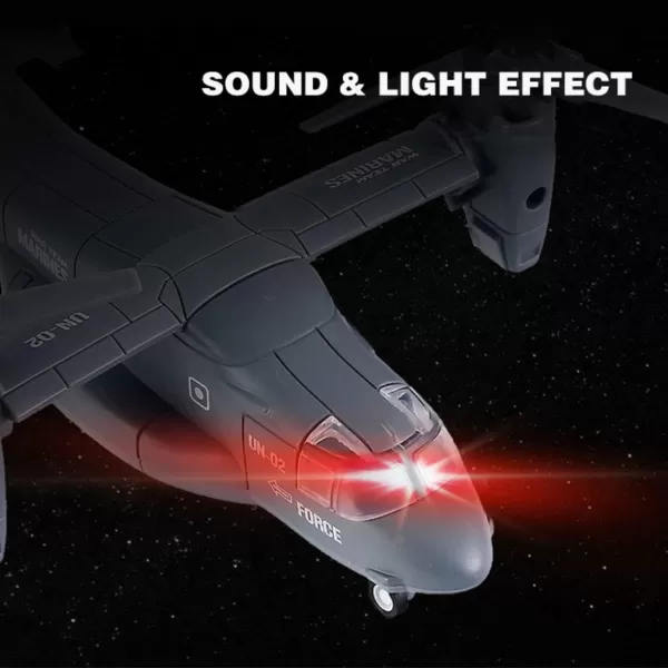 imageDiecast Metal Military Transport Helicopter V22 Osprey  1400 Scale Alloy Model Plane Transporter Aircraft with Pullback Action Lights and Sound