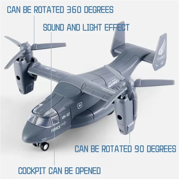 imageDiecast Metal Military Transport Helicopter V22 Osprey  1400 Scale Alloy Model Plane Transporter Aircraft with Pullback Action Lights and Sound