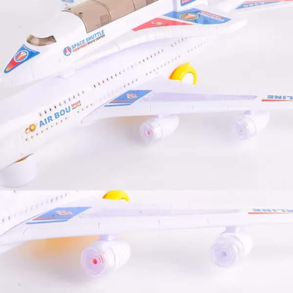 imageElectric Airplane Space Shuttle Carrier Transporter Bump and Go Kids Action Toy  Big Model Jumbo Jet with Flashing 3D Lights and Realistic Aircraft Plane Sounds