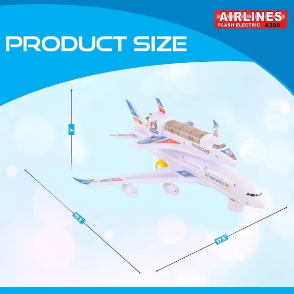 imageElectric Airplane Space Shuttle Carrier Transporter Bump and Go Kids Action Toy  Big Model Jumbo Jet with Flashing 3D Lights and Realistic Aircraft Plane Sounds