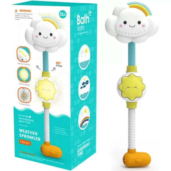 imageElectric Shower Bath Toy Sprinkler Head  Rainbow Cloud Spray Water Baby Toddler Toy for Kids Bathtub and Bathtime Fun