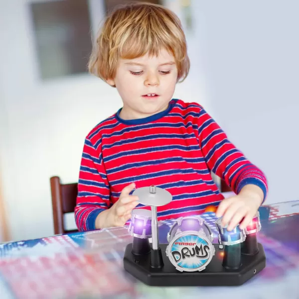 imageFinger Drum Set Electronic Mini Desktop Small Novelty Toy Desk Instrument Game with Sounds and Lights for Kids Adults