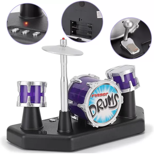 imageFinger Drum Set Electronic Mini Desktop Small Novelty Toy Desk Instrument Game with Sounds and Lights for Kids Adults