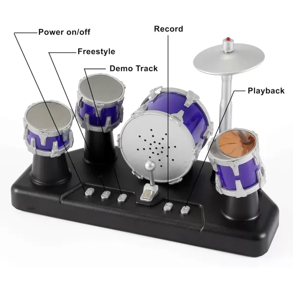 imageFinger Drum Set Electronic Mini Desktop Small Novelty Toy Desk Instrument Game with Sounds and Lights for Kids Adults