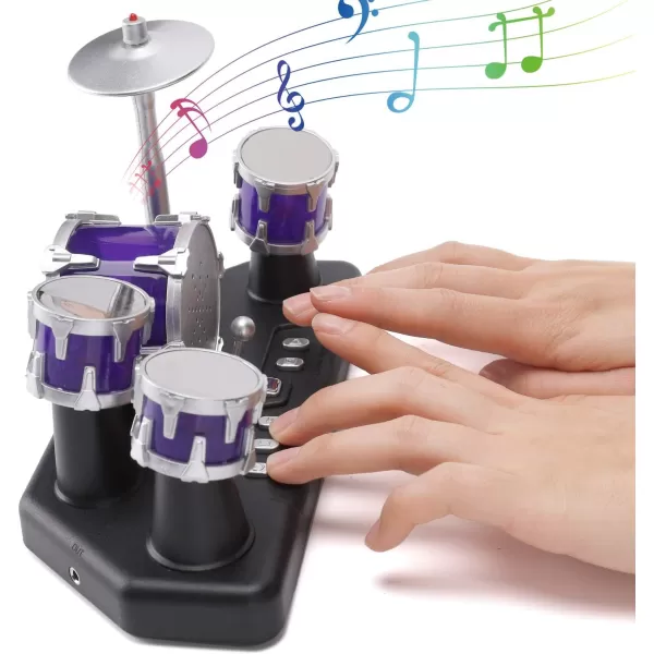 imageFinger Drum Set Electronic Mini Desktop Small Novelty Toy Desk Instrument Game with Sounds and Lights for Kids Adults