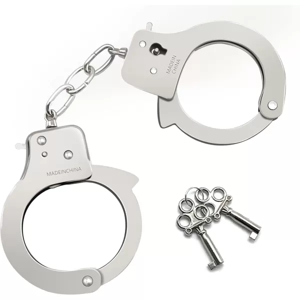 imageHeavy Duty Toy Metal Handcuffs with Keys  6 PACK Stainless Steel Bulk Fake Hand Cuffs Accessories Supplies Party Favors