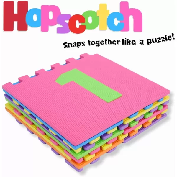 imageHopscotch Playmat Foam Interlocking Puzzle Floor Mat  10 Large Number Tiles 12quot by 12quot Square Blocks