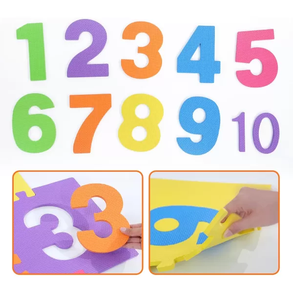 imageHopscotch Playmat Foam Interlocking Puzzle Floor Mat  10 Large Number Tiles 12quot by 12quot Square Blocks