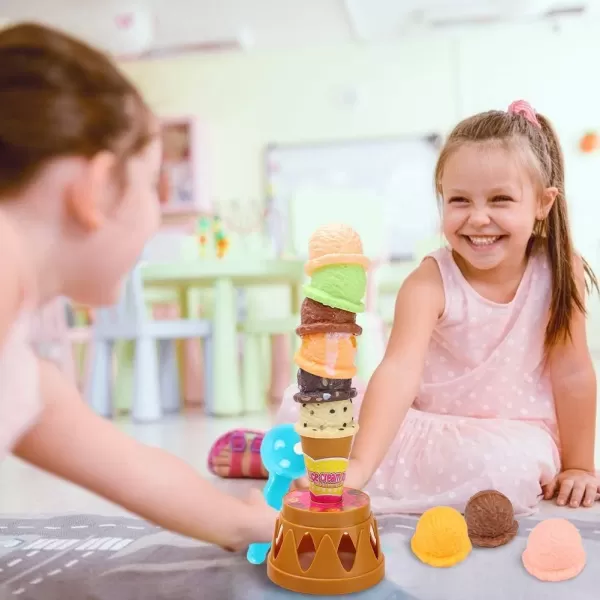 imageIce Cream Toy Stacking Tower  Balancing and Stackable Scoop Ice Cream for Toddlers Kids Pretend Food Play Set Kitchen Dessert