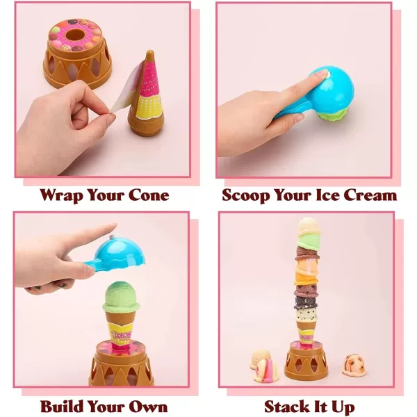 imageIce Cream Toy Stacking Tower  Balancing and Stackable Scoop Ice Cream for Toddlers Kids Pretend Food Play Set Kitchen Dessert