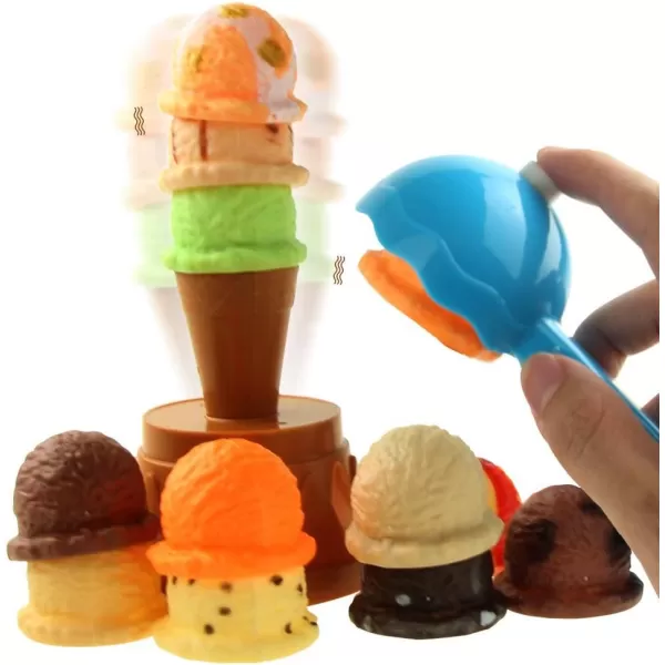 imageIce Cream Toy Stacking Tower  Balancing and Stackable Scoop Ice Cream for Toddlers Kids Pretend Food Play Set Kitchen Dessert