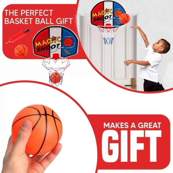 imageIndoor Mini Basketball Hoop  16quot x 13quot Large Over The Door Plastic Toy Backboard Net Ball and Pump for Kids Boys Teens  Suitable for Office Bedroom Dorm Magic Shot