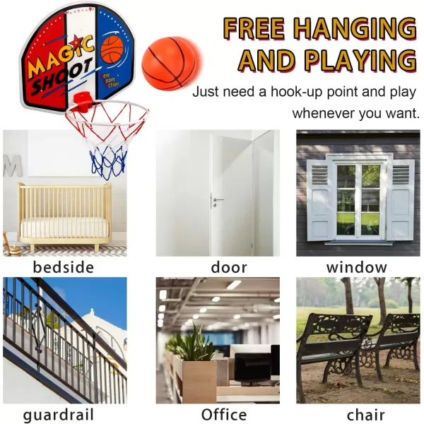 imageIndoor Mini Basketball Hoop  16quot x 13quot Large Over The Door Plastic Toy Backboard Net Ball and Pump for Kids Boys Teens  Suitable for Office Bedroom Dorm Magic Shot