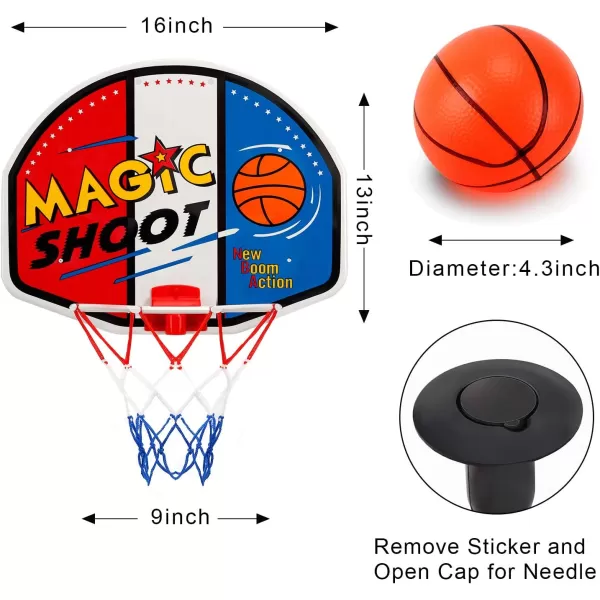 imageIndoor Mini Basketball Hoop  16quot x 13quot Large Over The Door Plastic Toy Backboard Net Ball and Pump for Kids Boys Teens  Suitable for Office Bedroom Dorm Magic Shot