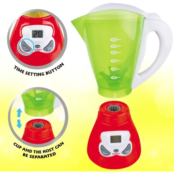 imageJunior Smoothie Maker Juicer Set  Electric Toy Mixer Juice Blender with Plastic Play Food Kitchen Toys for Kids Lights and Sounds for Imaginative Play