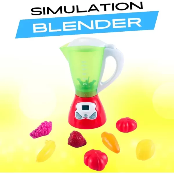 imageJunior Smoothie Maker Juicer Set  Electric Toy Mixer Juice Blender with Plastic Play Food Kitchen Toys for Kids Lights and Sounds for Imaginative Play