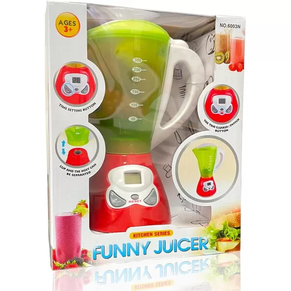 imageJunior Smoothie Maker Juicer Set  Electric Toy Mixer Juice Blender with Plastic Play Food Kitchen Toys for Kids Lights and Sounds for Imaginative Play