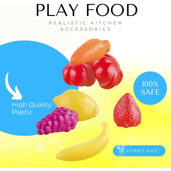 imageJunior Smoothie Maker Juicer Set  Electric Toy Mixer Juice Blender with Plastic Play Food Kitchen Toys for Kids Lights and Sounds for Imaginative Play