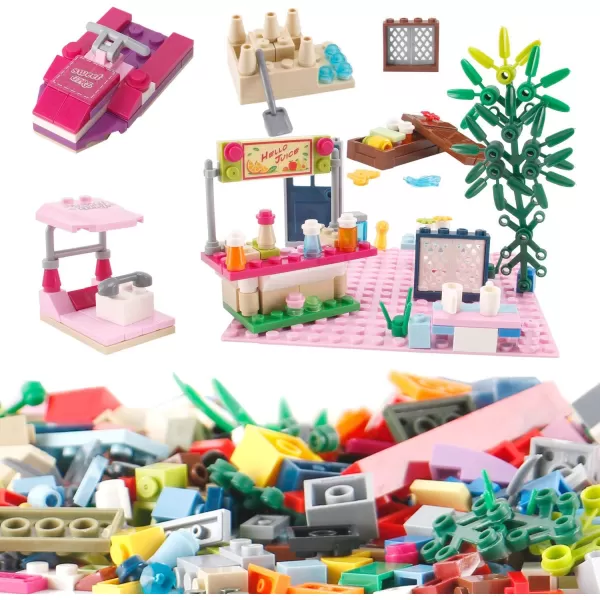 imageLiberty Imports 1000 PCS Bucket of Mini Building Bricks Playset with Base Plates 16 Color Classic and Pastel Mix Blocks Set in Carrying Case Tight Fit and Compatible with All Major Brands