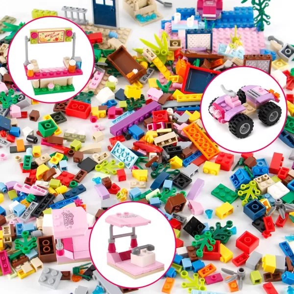 imageLiberty Imports 1000 PCS Bucket of Mini Building Bricks Playset with Base Plates 16 Color Classic and Pastel Mix Blocks Set in Carrying Case Tight Fit and Compatible with All Major Brands