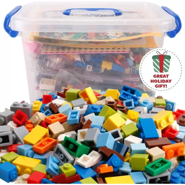 imageLiberty Imports 1000 PCS Bucket of Mini Building Bricks Playset with Base Plates 16 Color Classic and Pastel Mix Blocks Set in Carrying Case Tight Fit and Compatible with All Major Brands