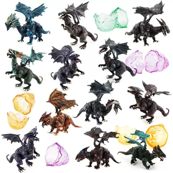 imageLiberty Imports 12 Pack Deluxe 3D Action Figures Realistic Figurine Puzzles in Jurassic Hatching Eggs  Ideal Kids Toy Party Favors Bulk Supplies Dragons