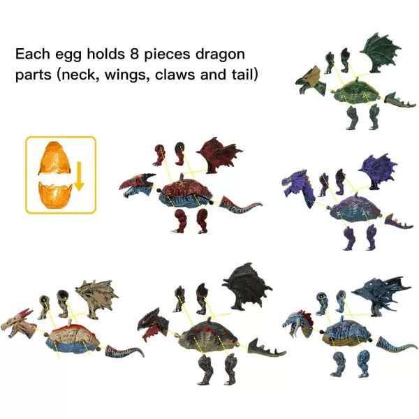 imageLiberty Imports 12 Pack Deluxe 3D Action Figures Realistic Figurine Puzzles in Jurassic Hatching Eggs  Ideal Kids Toy Party Favors Bulk Supplies Dragons