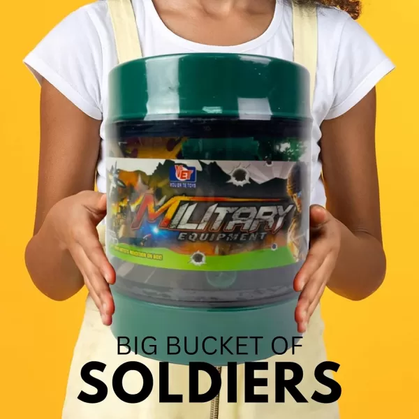 imageLiberty Imports 120 PCS Army Men Toy Soldiers ampamp Battle Vehicles Military Action Figures Deluxe Bucket Set  World War II Little Plastic Action Figurines for Kids Boys Imaginary Play