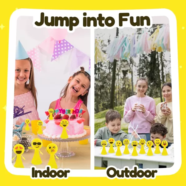 imageLiberty Imports 24 PCS Jumping Emoticon Popper Spring Launchers LED Light Up Toy Bouncy Party Favors Supplies and Goodie Bag Fillers for Kids Toddlers Classic EditionClassic Edition