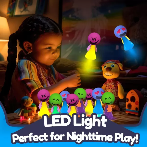 imageLiberty Imports 24 PCS Jumping Emoticon Popper Spring Launchers LED Light Up Toy Bouncy Party Favors Supplies and Goodie Bag Fillers for Kids Toddlers Classic EditionLight Up Edition