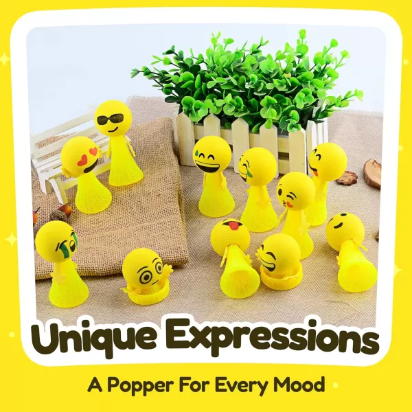 imageLiberty Imports 24 PCS Jumping Emoticon Popper Spring Launchers LED Light Up Toy Bouncy Party Favors Supplies and Goodie Bag Fillers for Kids Toddlers Classic EditionClassic Edition