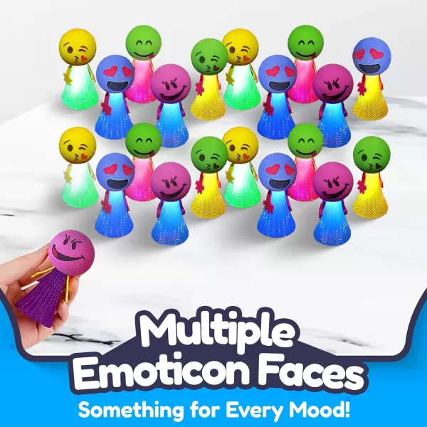 imageLiberty Imports 24 PCS Jumping Emoticon Popper Spring Launchers LED Light Up Toy Bouncy Party Favors Supplies and Goodie Bag Fillers for Kids Toddlers Classic EditionLight Up Edition