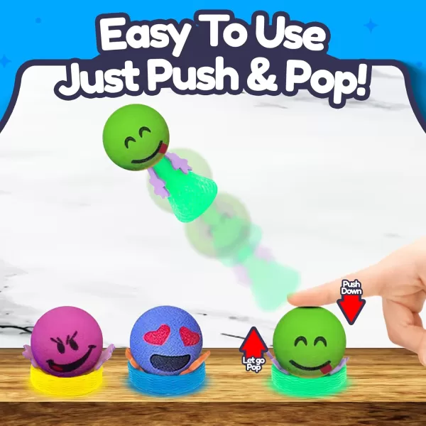 imageLiberty Imports 24 PCS Jumping Emoticon Popper Spring Launchers LED Light Up Toy Bouncy Party Favors Supplies and Goodie Bag Fillers for Kids Toddlers Classic EditionLight Up Edition