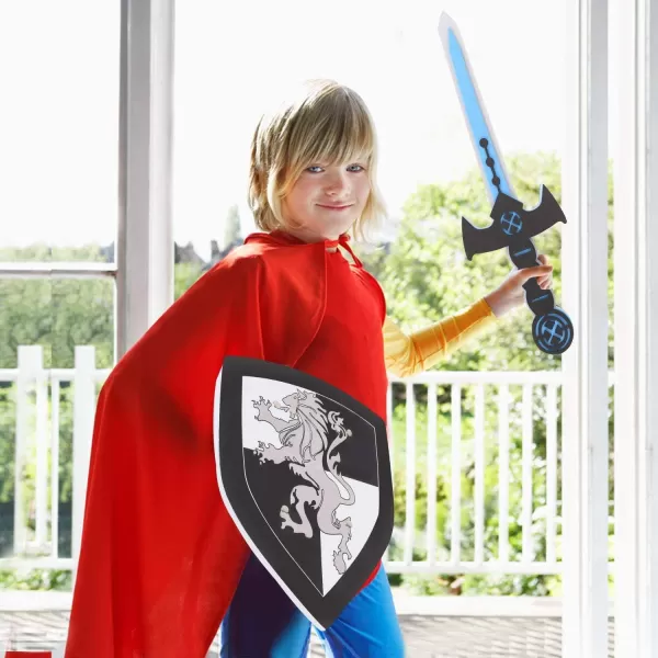 imageLiberty Imports 4 PCS Dual Foam Sword and Shield Combo Playset  Medieval Combat Warrior Weapons Joust Dragon Knights Lightweight Set Costume Role Play Accessories for Kids Boys Girls