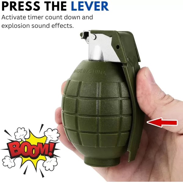 imageLiberty Imports 4 Pack Kids Toy Military Army Pretend Play Plastic Hand Grenades with Realistic Sound Effects