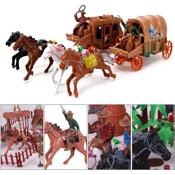 imageLiberty Imports 58 PCS Wild West Cowboys and Indians Plastic Figures Play Set Educational Toys Bucket of Native American Indians Plastic Action Soldiers Figurines and Accessories